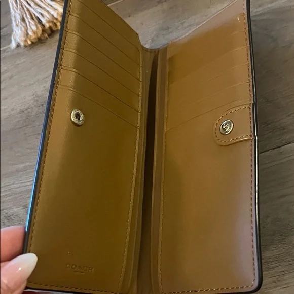 Coach Brown Signature Continental Wallet with Gold Snowflake Motif - Picture 2 of 6